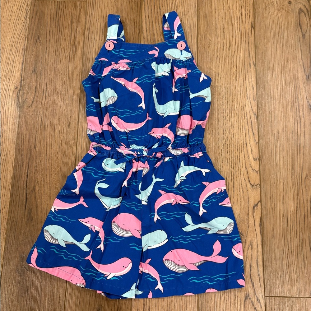 Kelly's Kids Blue and Pink Whale Print Romper.